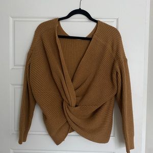 Twist Backless Drop Shoulder Sweater